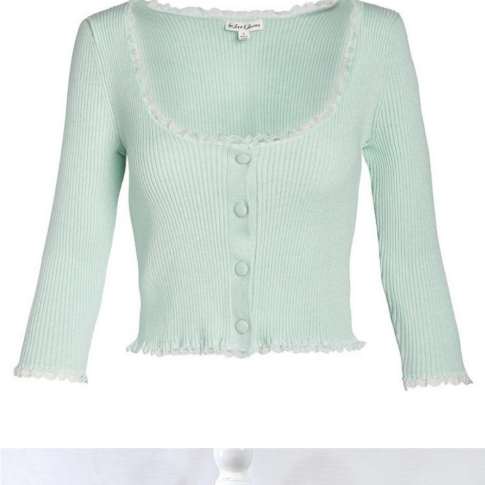 For Love And Lemons mint green Lace-Trimmed Top - Size XXS